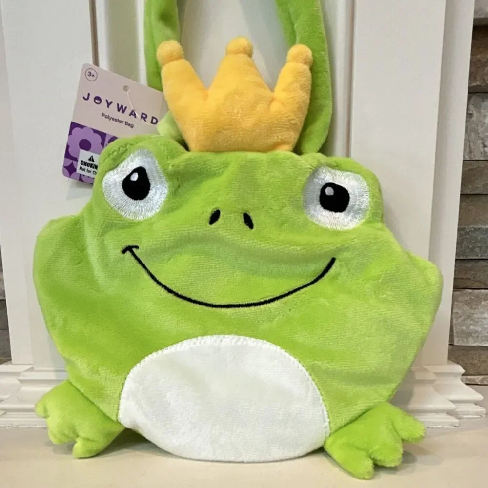 Joyward Frog Shoulder Bag with Crown Accent Plush Soft Kids Animal Purse